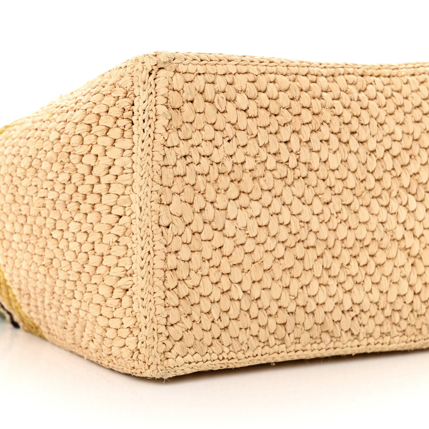 Raffia Small Paula's Ibiza Logo Tote Beige Multicolor