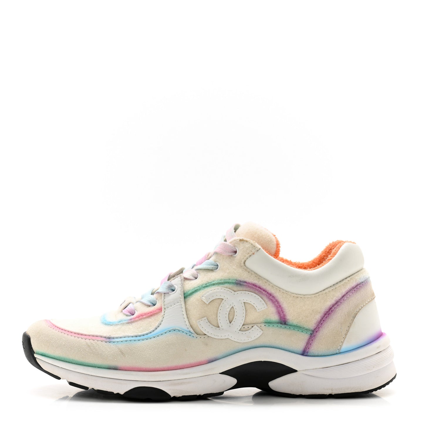 Wool Suede Calfskin CC Sneakers 40 Multicolor