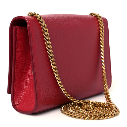 Saint Laurent Grain De Poudre Small Deconstructed Monogram Kate Satchel Red 3 of 11