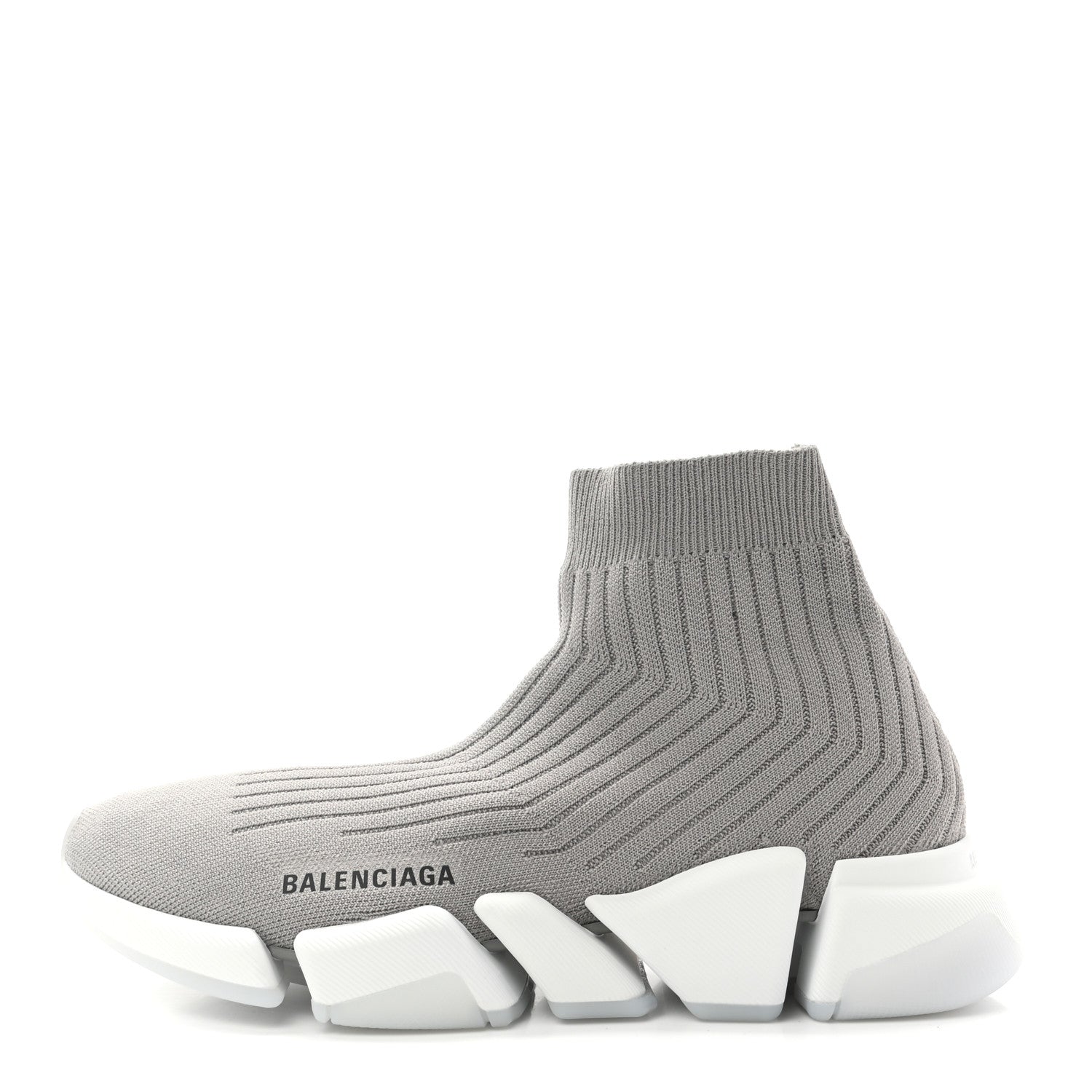 Balenciaga Ribbed Knit Womens Speed 2.0 Transparent Sole Sneakers 40 Baltic Grey White 1 of 9