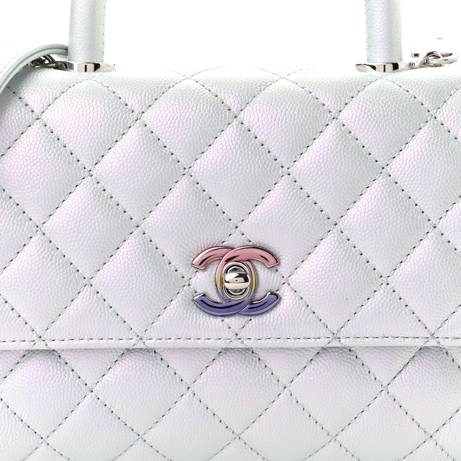 Chanel Iridescent Caviar Quilted Mini Coco Handle Flap Light Blue 8 of 11