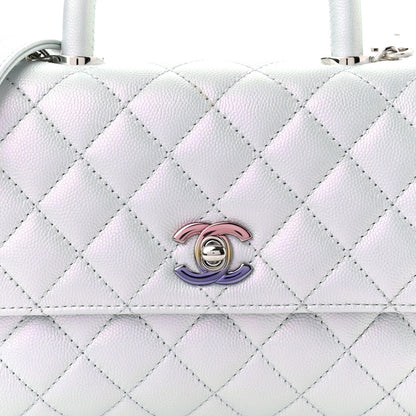 Chanel Iridescent Caviar Quilted Mini Coco Handle Flap Light Blue 8 of 11
