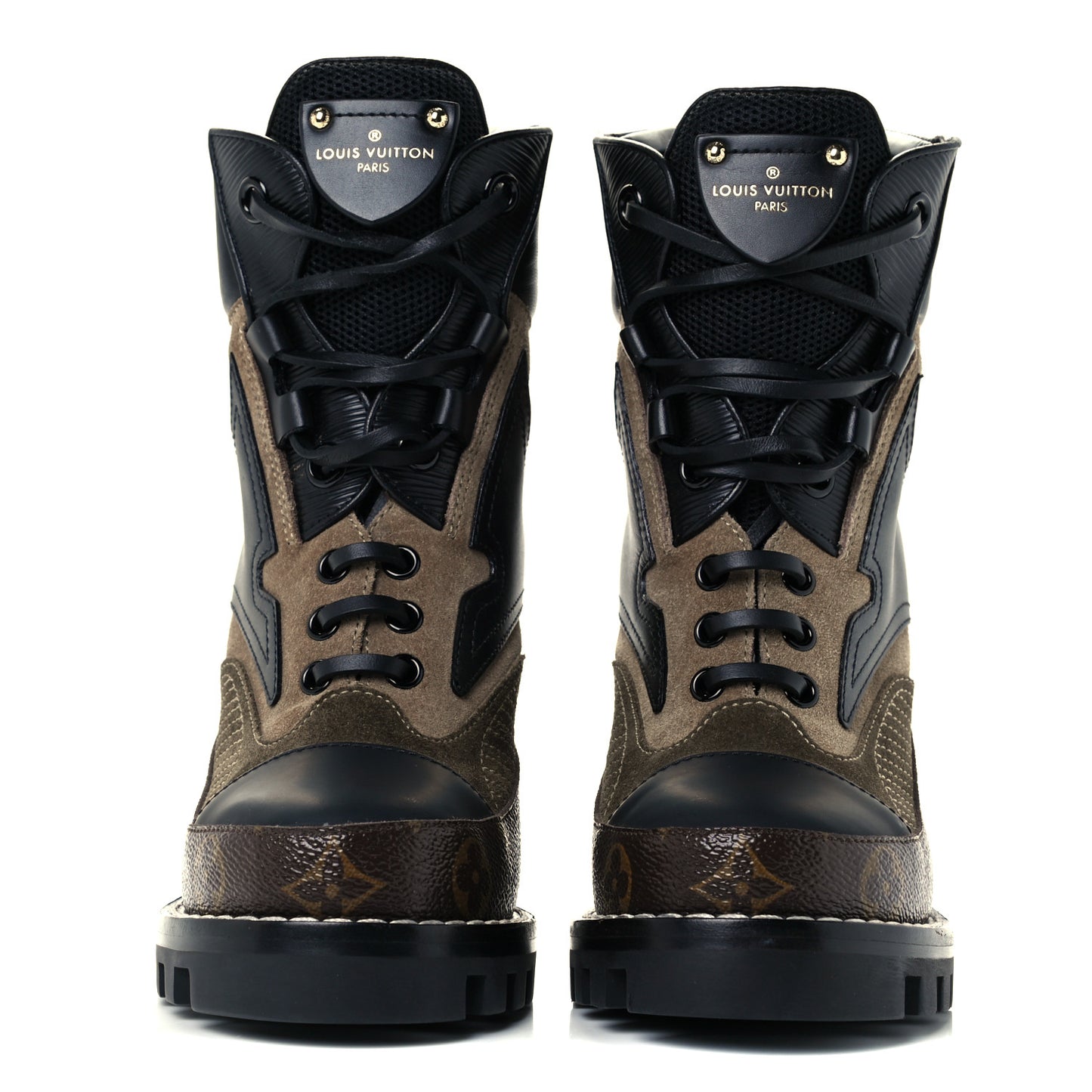 Suede Calfskin Monogram Star Trail Ankle Boots 36 Khaki