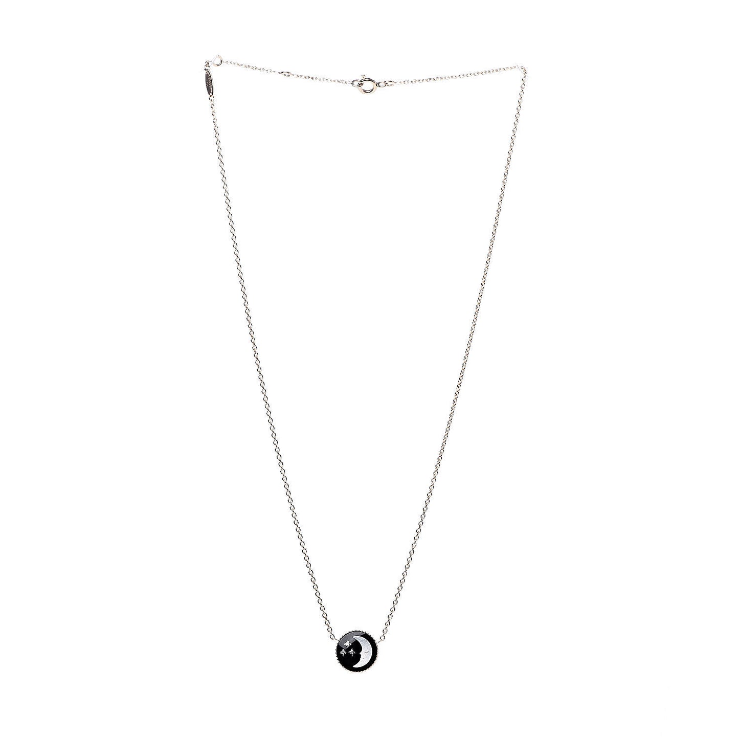 18K Yellow White Gold Black Onyx Mother of Pearl Diamond Rose Celeste Pendant Necklace