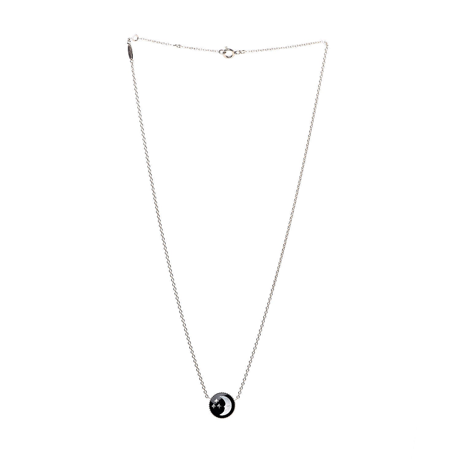 Christian Dior 18K Yellow White Gold Black Onyx Mother of Pearl Diamond Rose Celeste Pendant Necklace 4 of 9
