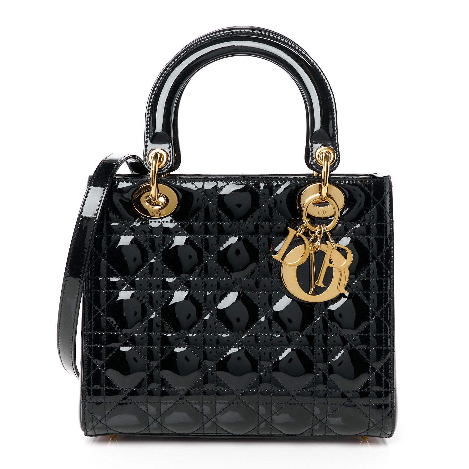 Christian Dior Patent Cannage Medium Lady Dior Black 1 of 10