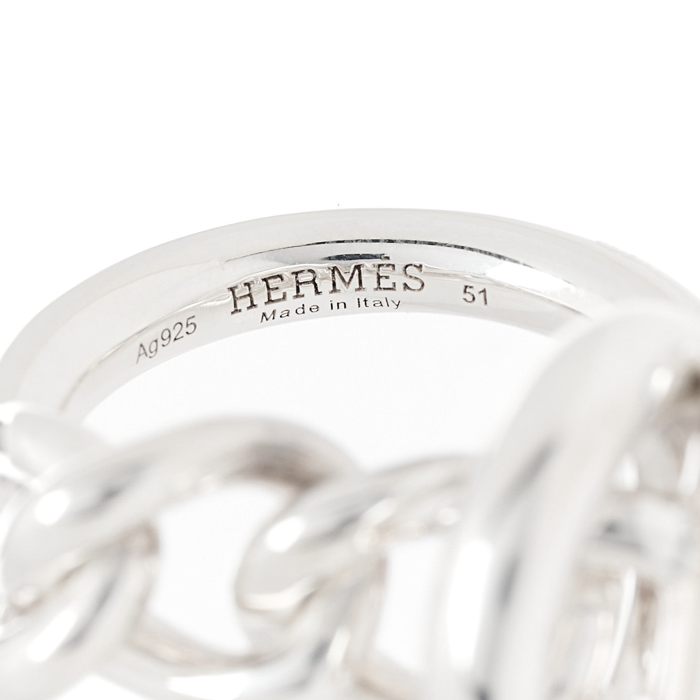 Hermes Sterling Silver GM Croisette Ring 51 5.75 4 of 5