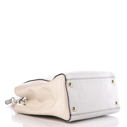 Fendi Vitello Elite Flamingo Petite 2Jours Tote Latte Bianco 5 of 13