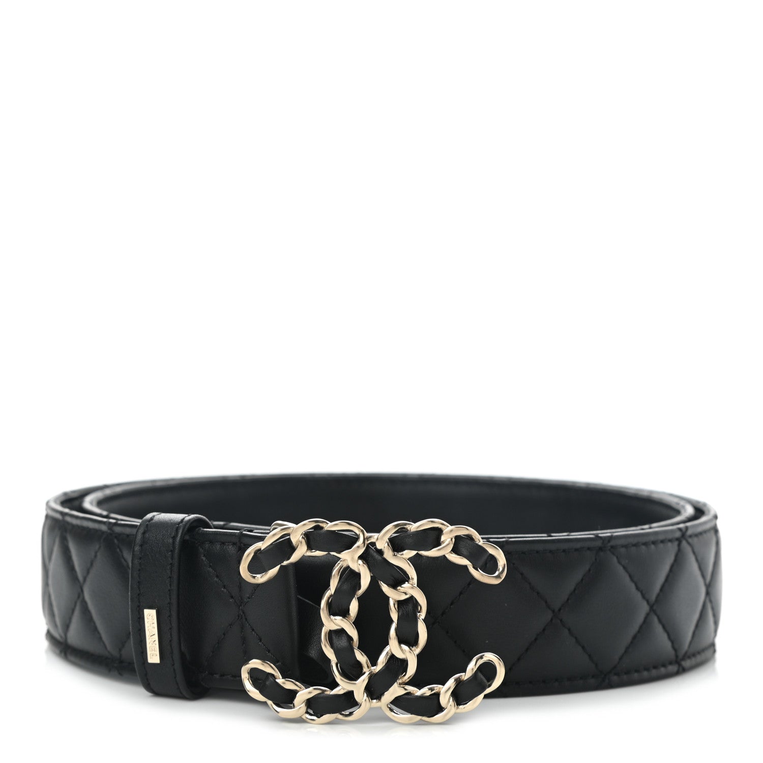 Chanel Calfskin Quilted CC Chain Belt 90 36 Black 1 of 8