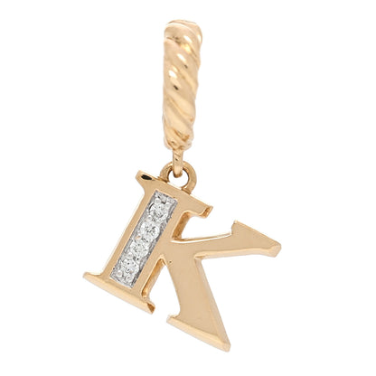David Yurman 18K Yellow Gold Diamond Pave Initial K Pendant 1 of 4