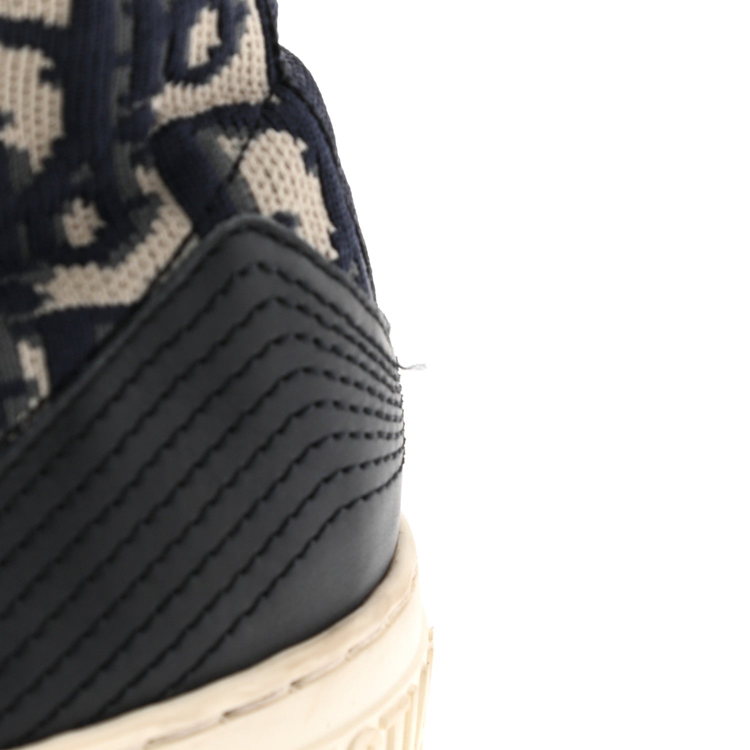 Christian Dior Technical Knit Calfskin Oblique Womens Walk'n Dior High Top Sneakers 37 Deep Blue 7 of 14
