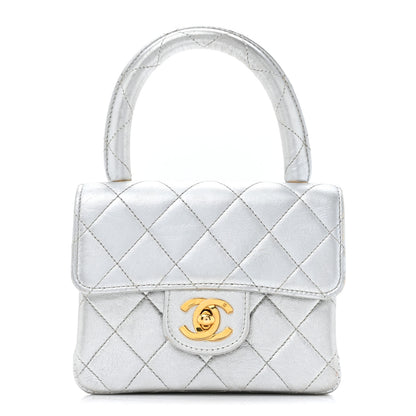 Chanel Metallic Lambskin Quilted Mini Kelly Silver 1 of 17