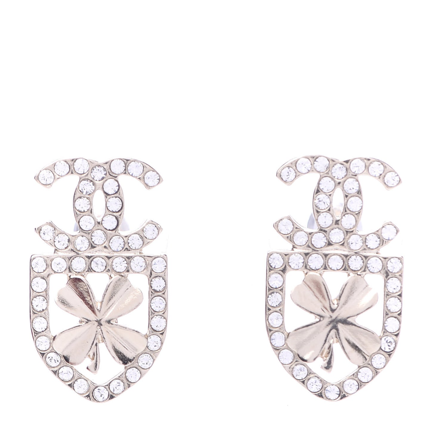 Crystal CC Sergeant Earrings Gold