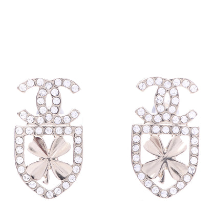 Chanel Crystal CC Sergeant Earrings Gold 1 of 5