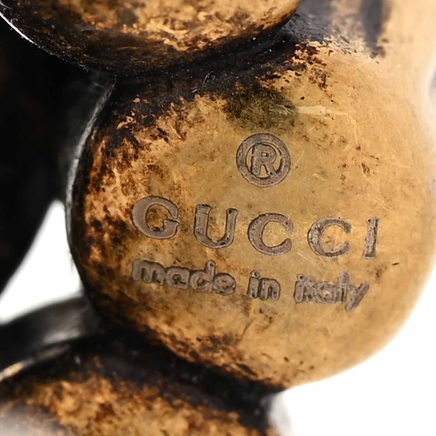 Gucci Metal Crystal Double G Clip On Earrings Aged Gold 4 of 5