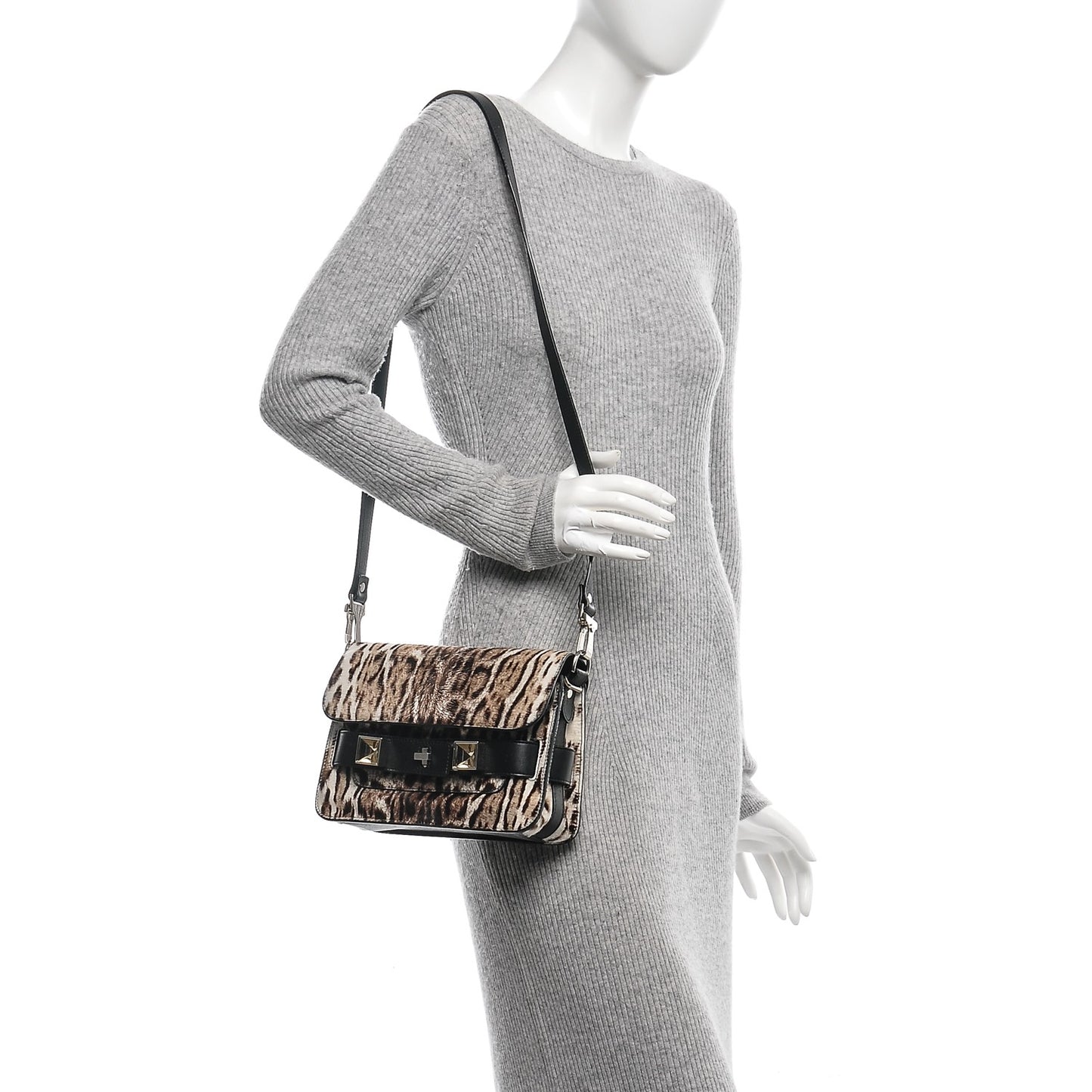 Calf Hair Leopard Print Mini PS11 Classic Shoulder Bag Black