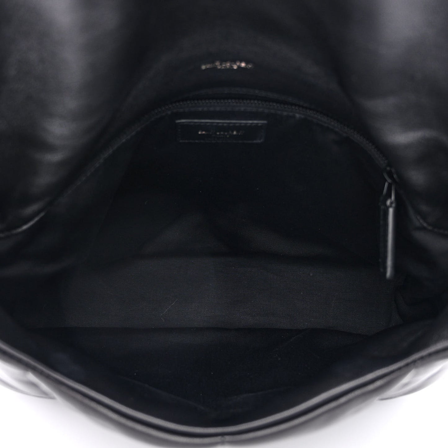 Lambskin Quilted Monogram Monochrome Medium Loulou Puffer Chain Satchel Black