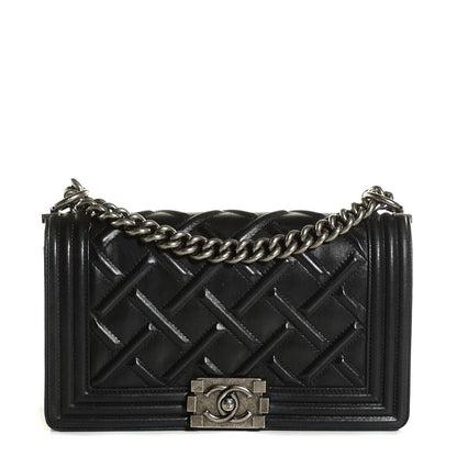 Chanel Lambskin Stitched Medium Boy Flap Black 1 of 8
