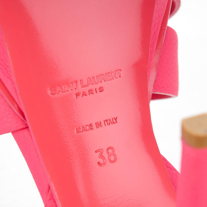 Saint Laurent Grained Calfskin Tribute 75 Platform Sandals 38 Rose Clair 5 of 8
