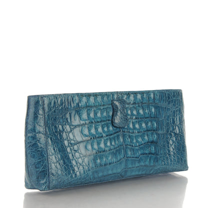 Nancy Gonzalez Glossy Crocodile Frame Clutch Blue 3 of 8