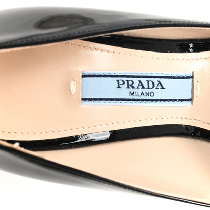 Prada Patent Metal Logo Pumps 34 Black 8 of 9