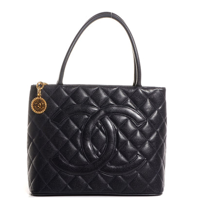 Chanel Caviar Quilted Medallion CC Tote Navy 1 of 8