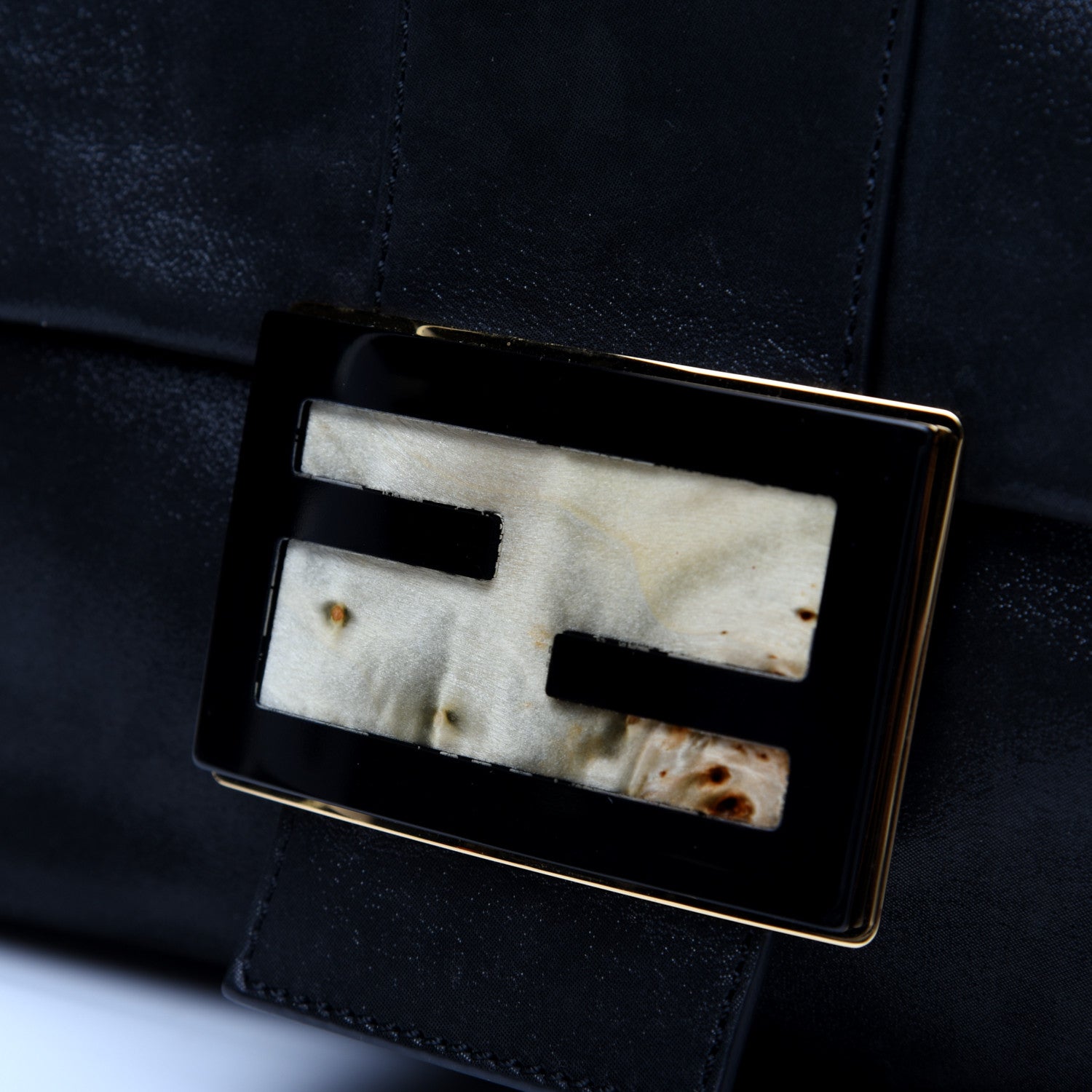Fendi Vitello Savana Big Mama Baguette Black Tartaruga Natural 12 of 13