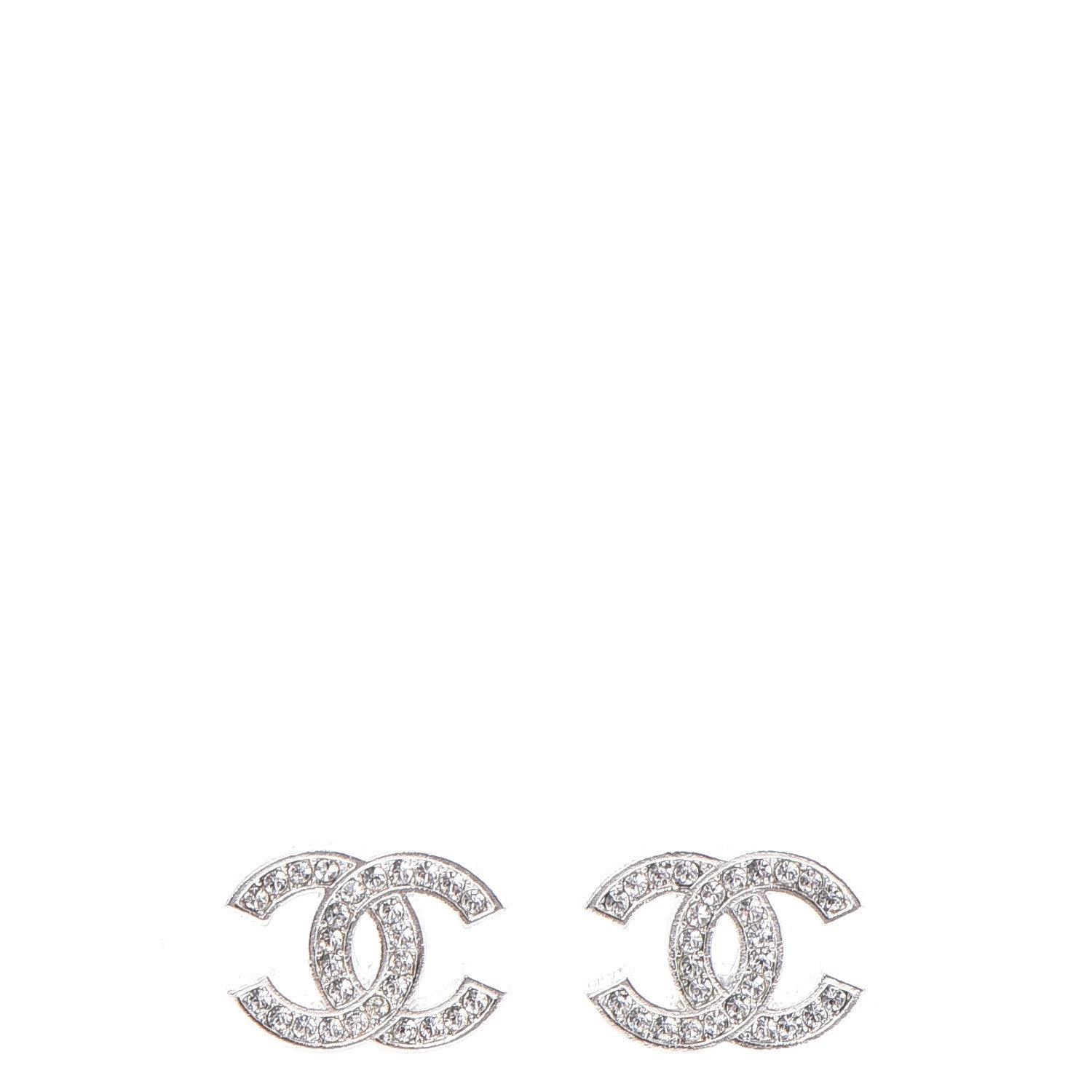 Chanel Crystal CC Earrings Silver 1 of 6