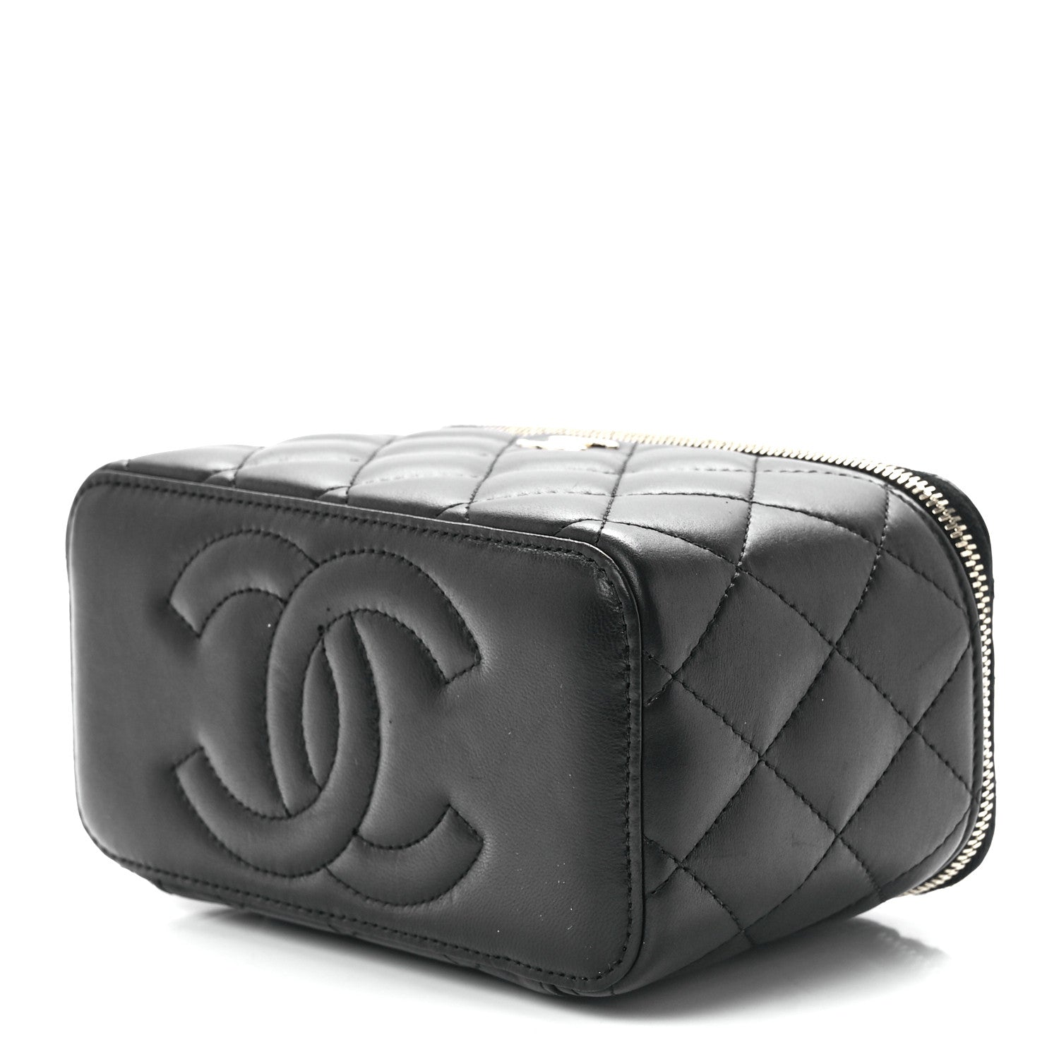 Chanel Lambskin Quilted Small Top Handle Vanity Case With Chain Black 9 of 13