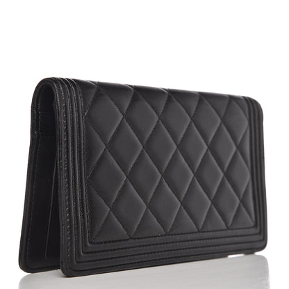 Chanel Lambskin Quilted Boy Yen Wallet Black 3 of 11