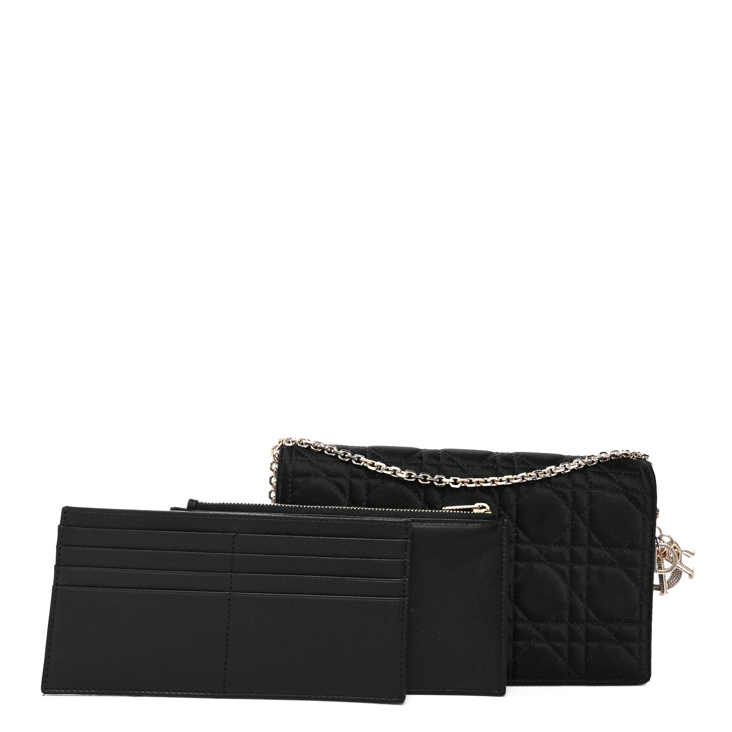 Christian Dior Satin Cannage Lady Dior Convertible Clutch Black 1 of 10