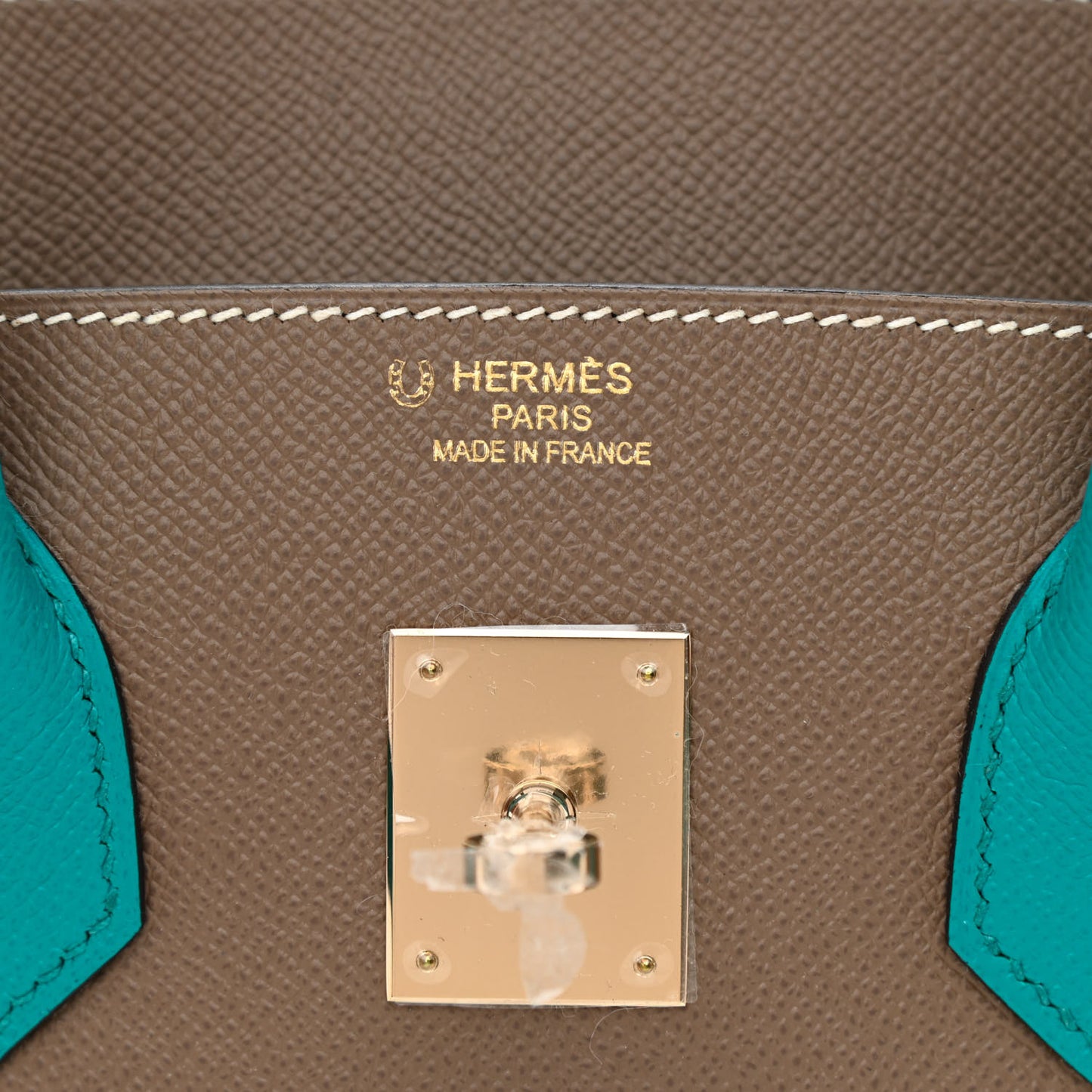 Epsom Horseshoe Birkin 35 Etoupe Bleu Paon