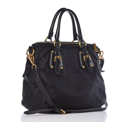 Prada Tessuto Nylon Jacquard Logo Tote Black 3 of 9