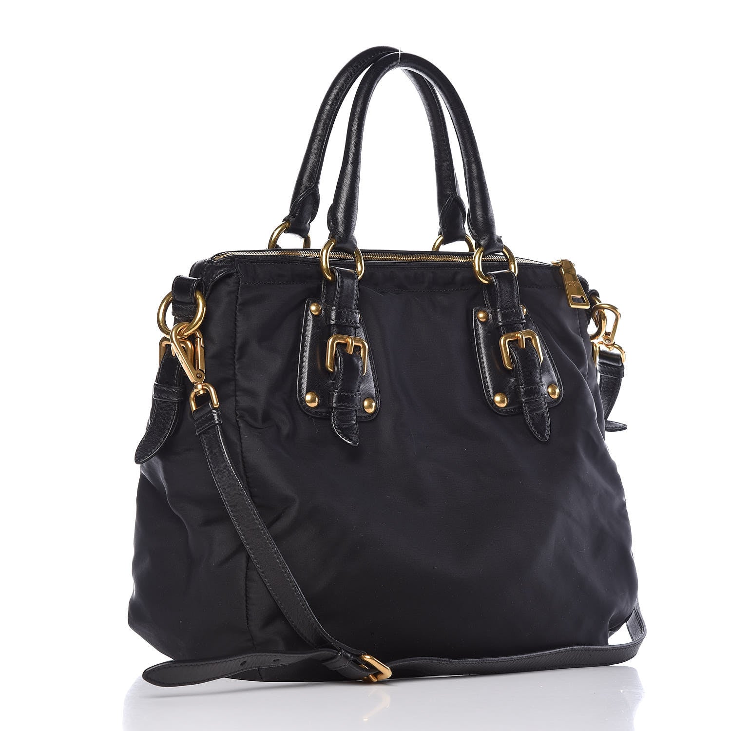 Prada Tessuto Nylon Jacquard Logo Tote Black 3 of 10