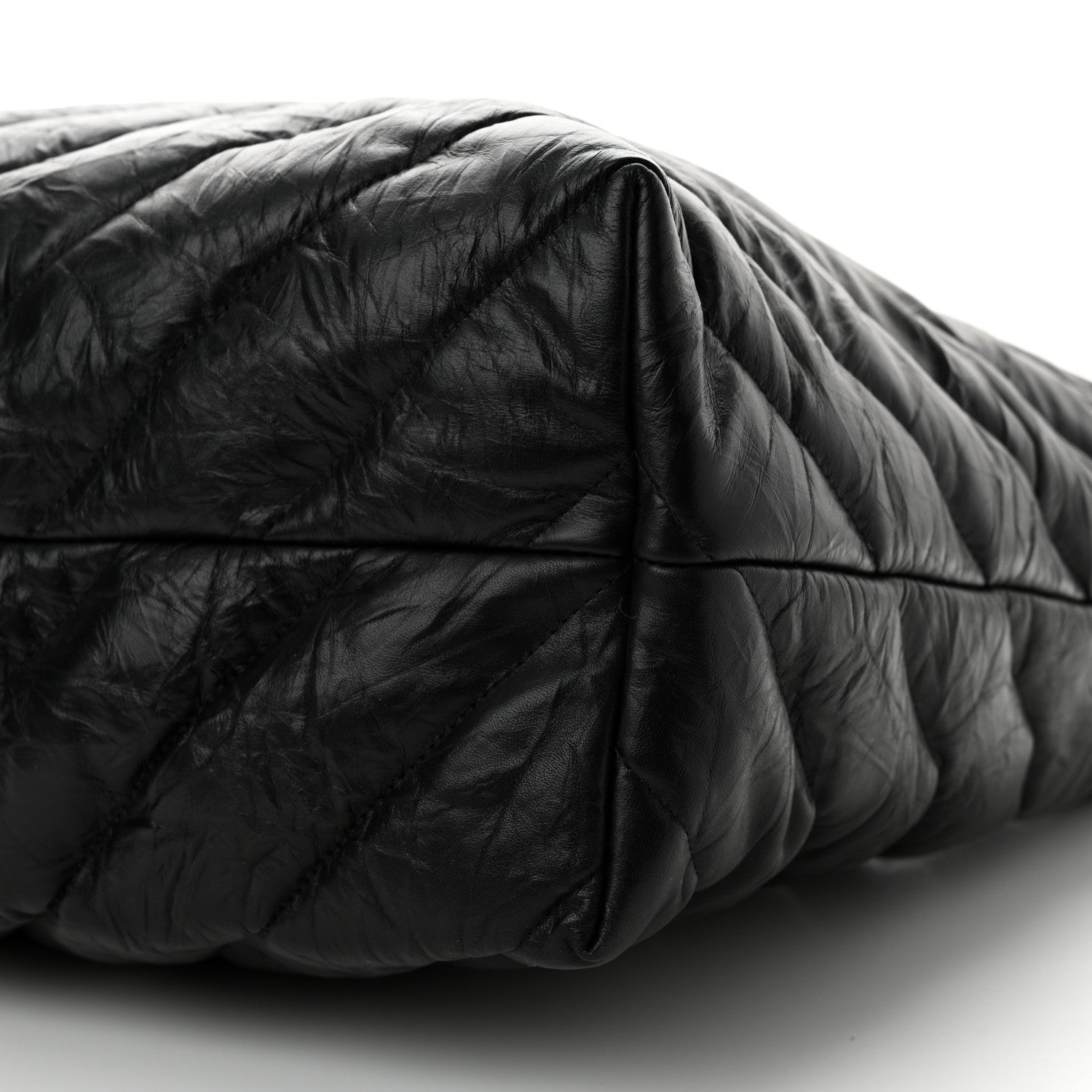 Balenciaga Crushed Calfskin Quilted Matte Black Hardware Large Crush Carry All Tote Bag Black 10 of 10