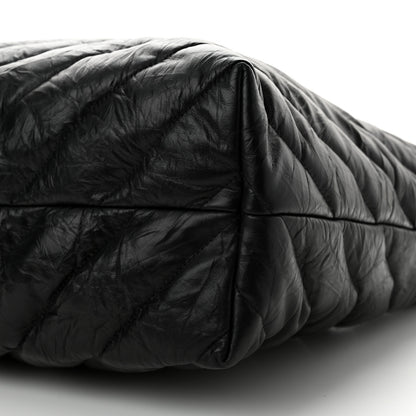 Balenciaga Crushed Calfskin Quilted Matte Black Hardware Large Crush Carry All Tote Bag Black 10 of 10