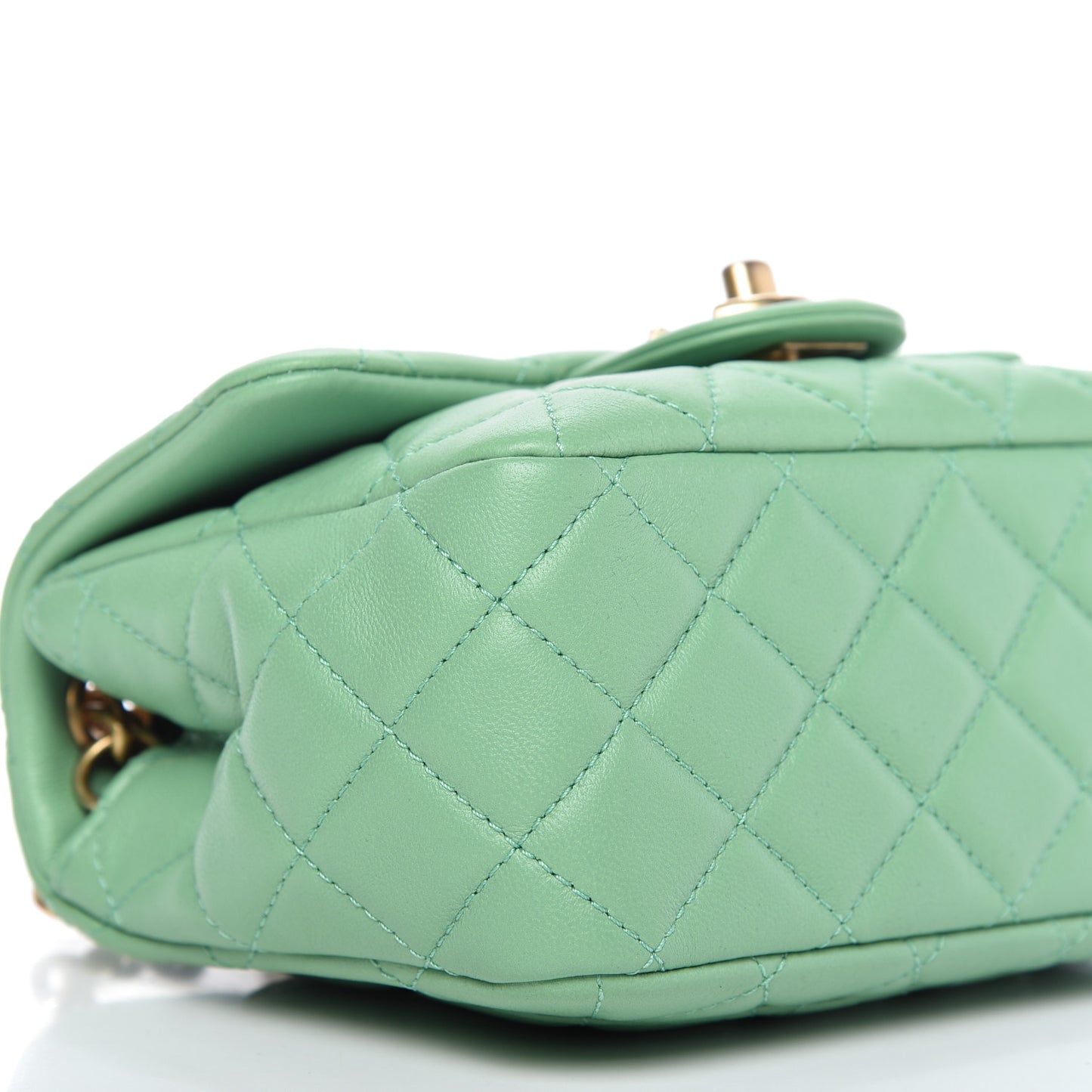 Lambskin Resin Quilted Mini Pearl Samba Square Flap Green