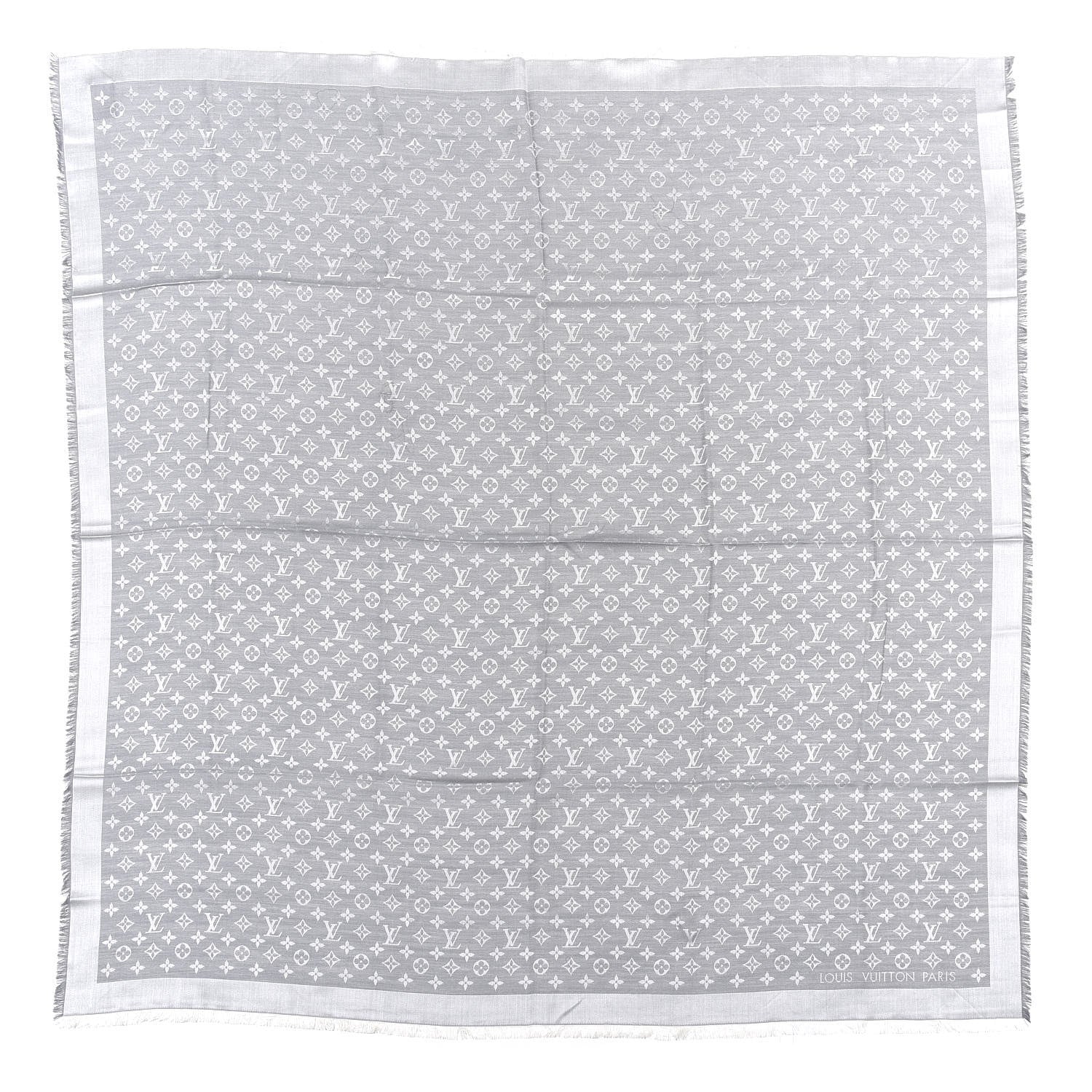 Louis Vuitton Wool Silk Monogram Denim Shawl Grey 1 of 4
