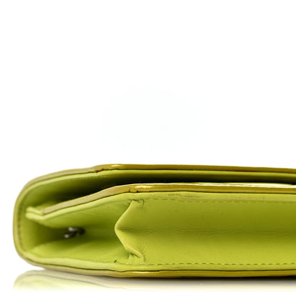 Chanel Patent Camellia Embossed Wallet on Chain WOC Green 10 of 14