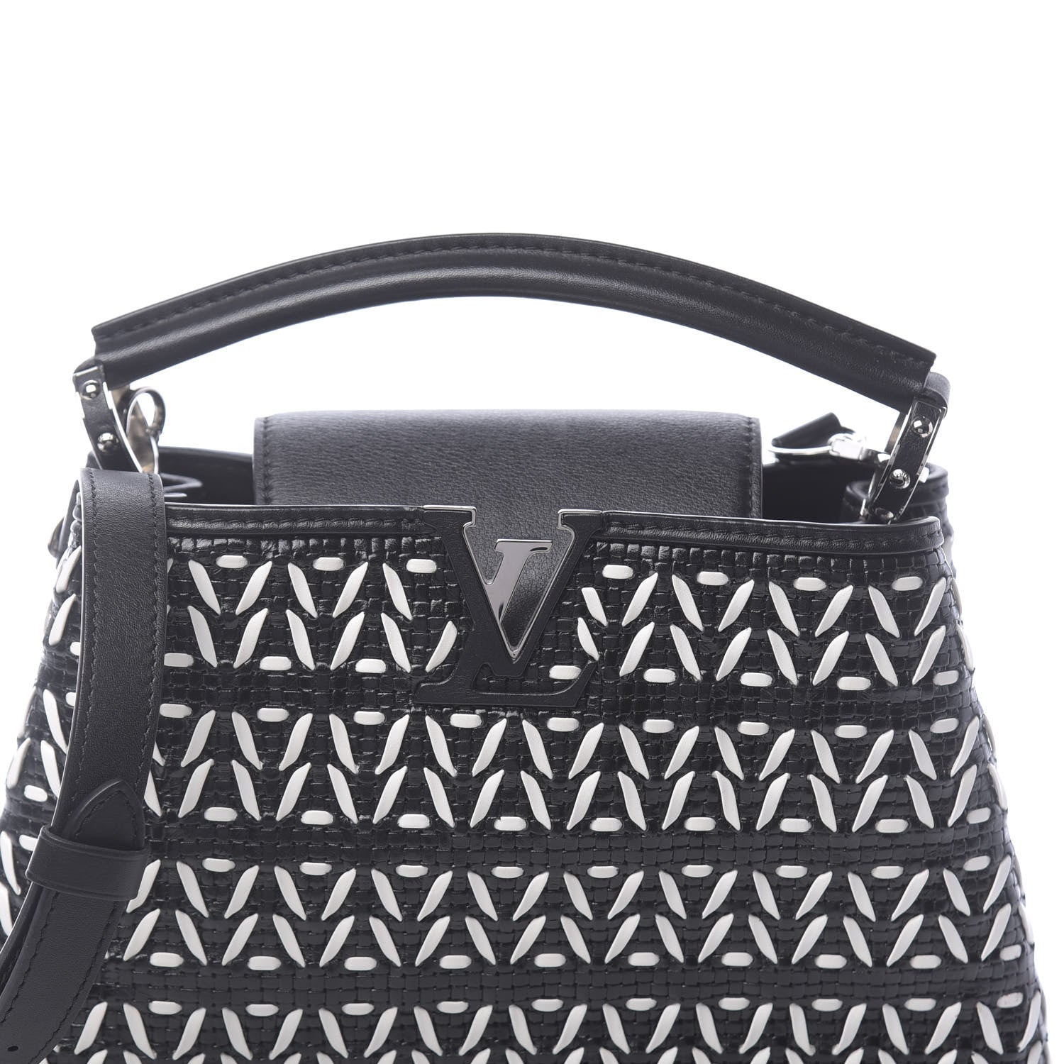 Louis Vuitton Calfskin Plaited Capucines BB Black 9 of 9