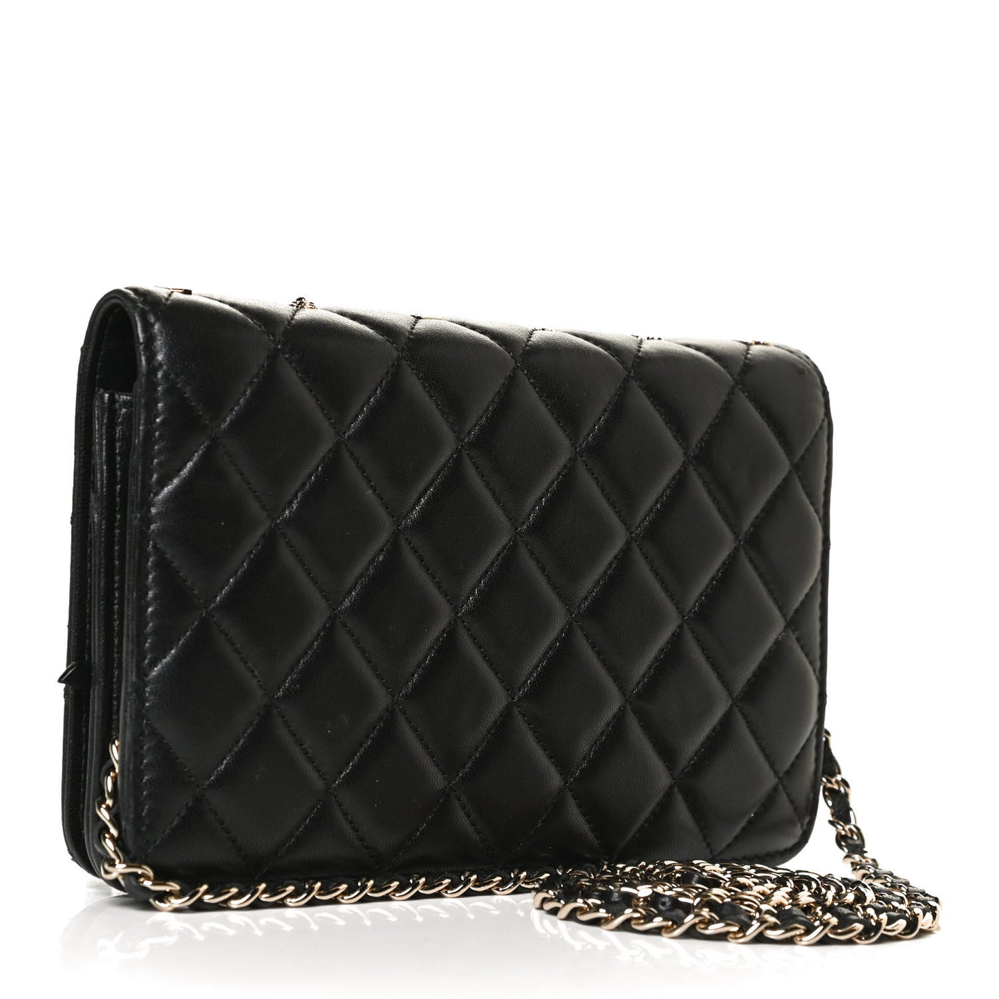 Lambskin Quilted All About Chanel Wallet On Chain WOC Black