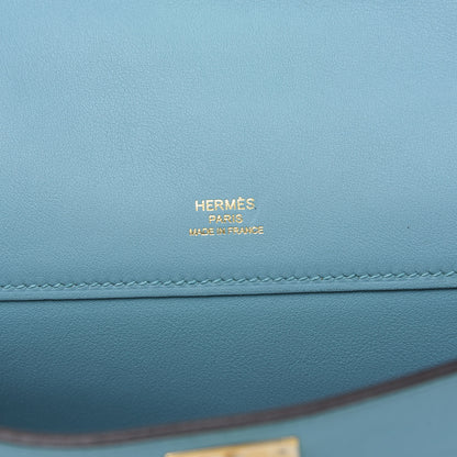 Hermes Swift Kelly Cut Clutch Pochette Bleu Saint Cyr 6 of 9