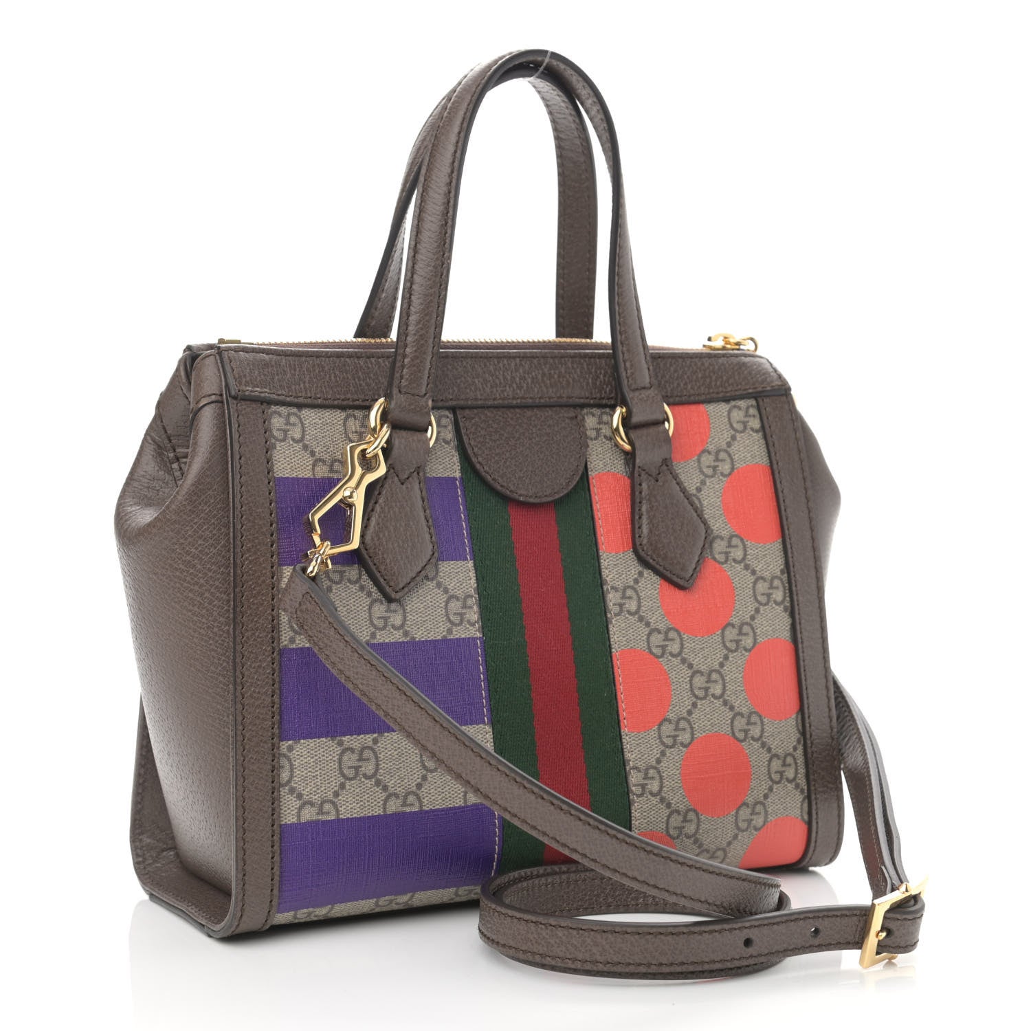 Gucci GG Supreme Monogram Equestrian Web Small Ophidia Tote Bag Beige Multicolor New Acero 3 of 10