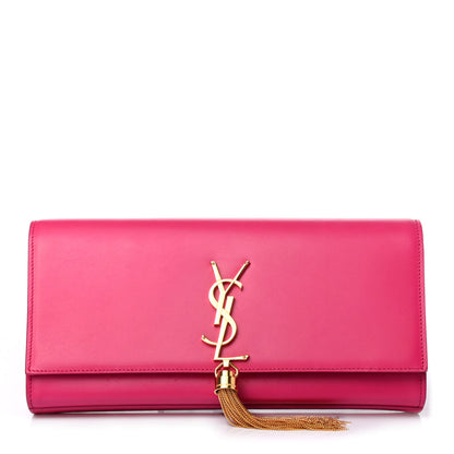 Saint Laurent Calfskin Classic Monogram Tassel Clutch Fuchsia 1 of 4