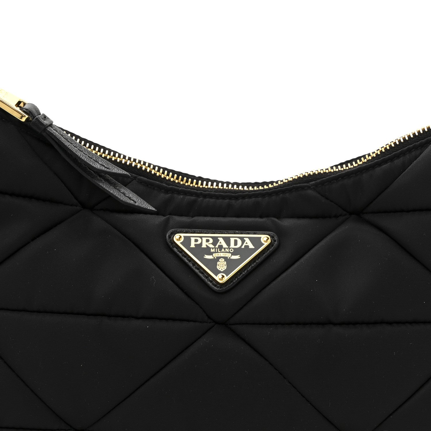 Prada Re-Nylon Triangle Quilted Padded Patchwork System Large Shoulder Bag Black 7 of 9