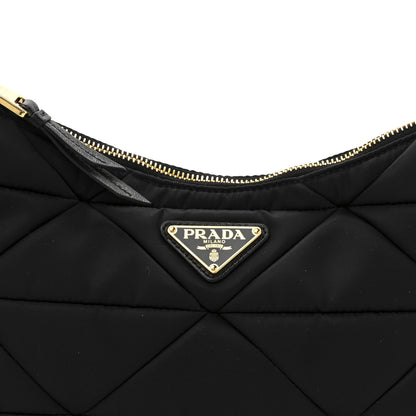 Prada Re-Nylon Triangle Quilted Padded Patchwork System Large Shoulder Bag Black 7 of 9