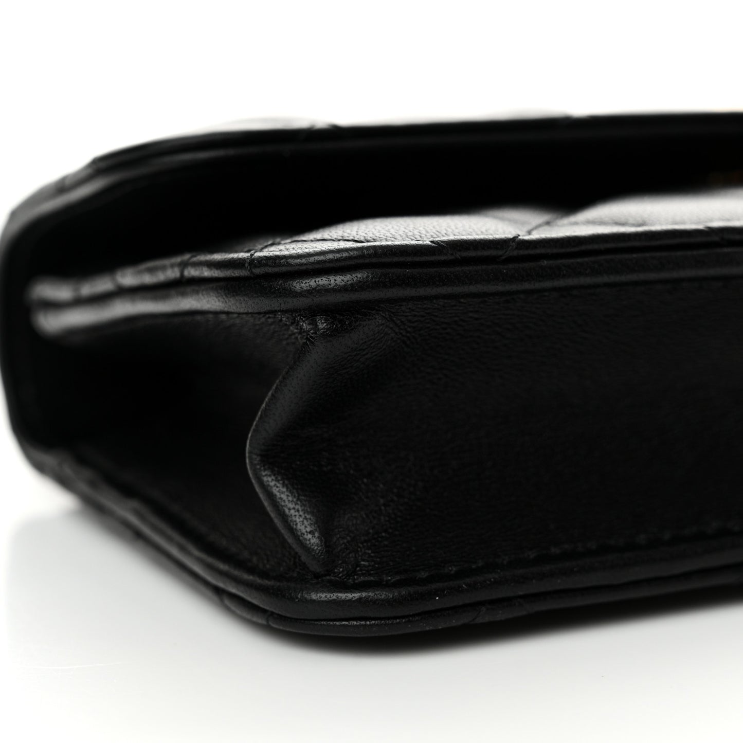 Lambskin Quilted Sweet Camellia Flap Phone Holder With Chain Black