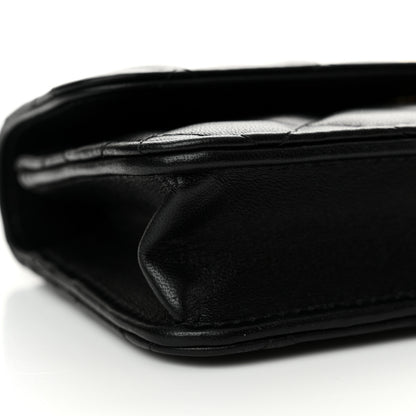 Chanel Lambskin Quilted Sweet Camellia Flap Phone Holder With Chain Black 10 of 12