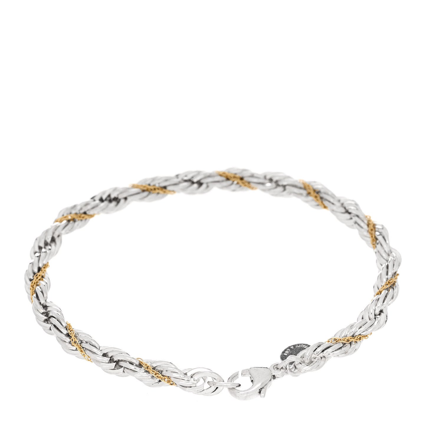 Sterling Silver 18K Yellow Gold Rope Chain Bracelet