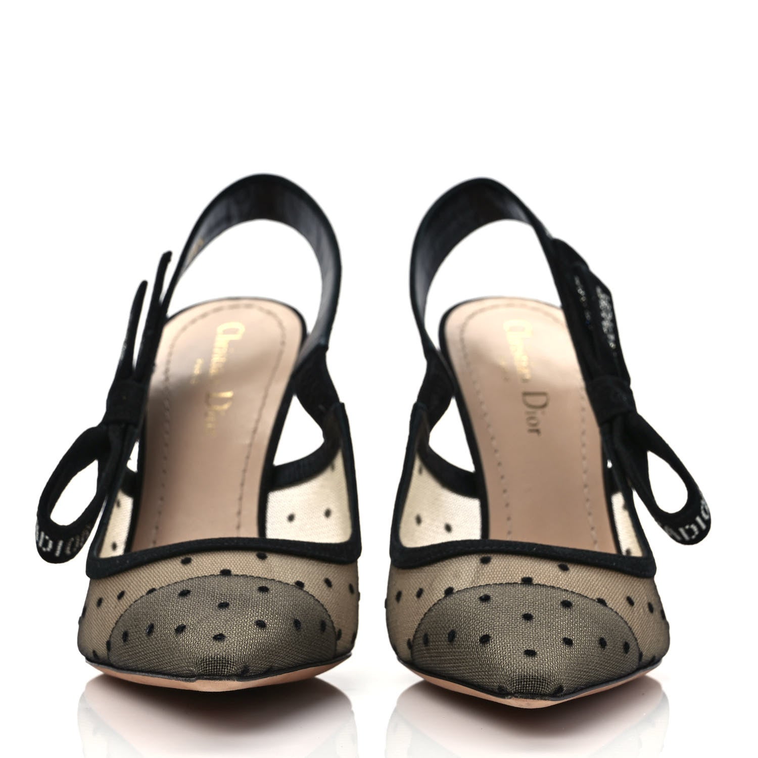Christian Dior Mesh Plumetis Crystal Ribbon J'Adior Slingback 100mm Pumps 38.5 Black 2 of 10